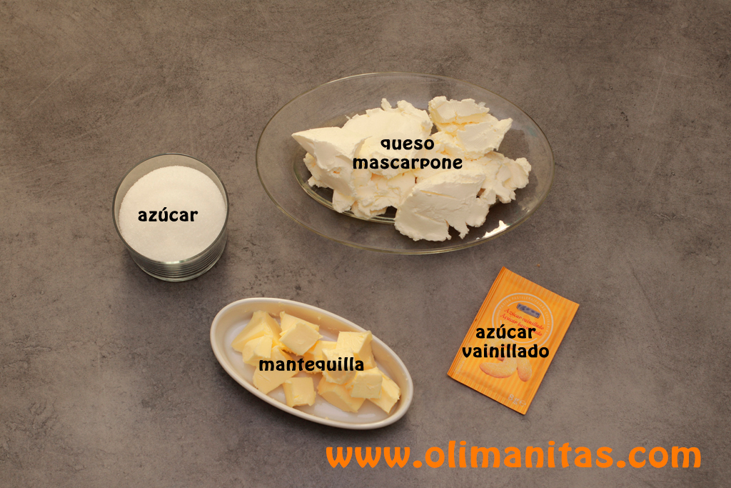 Ingredientes necesarios para la cobertura de queso o frosting