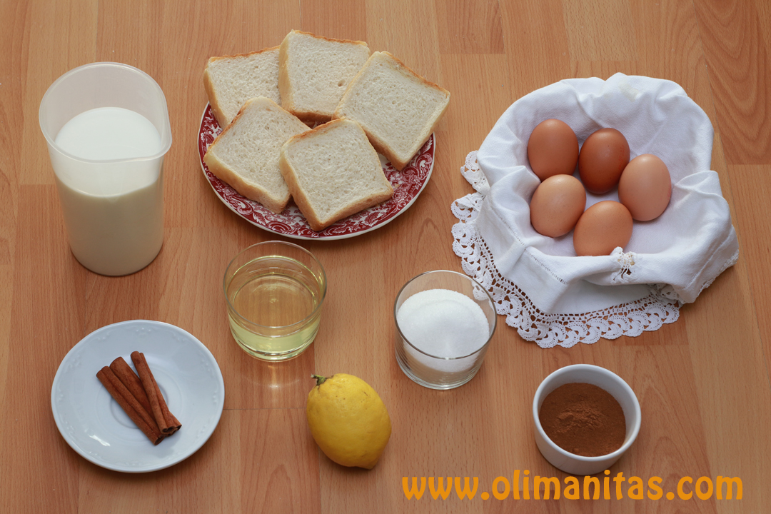 Ingredientes necesarios para hacer torrijas de leche