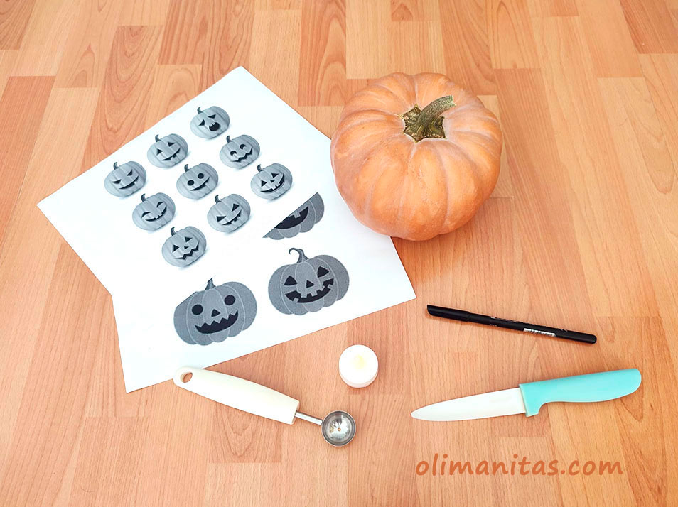 Ingredientes necesarios para hacer la calabaza de Halloween