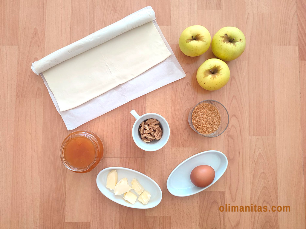 Ingredientes necesarios para hacer un hojaldre de manzana